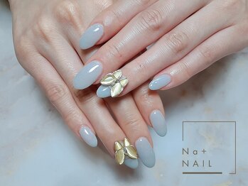 エヌエープラスネイル 葛西本店(Na+nail)/ワンカラー&蝶々パーツ