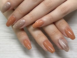 オレンジ/マグネットネイル☆