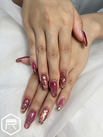 秋ネイル ボルドーマグ