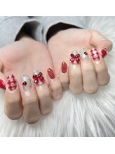 アールネイルズ(R Nails)/チェック×リボンパーツ