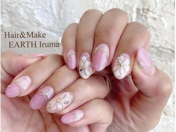 アース 入間店(HAIR & MAKE EARTH)/ニュアンスフラワーネイル