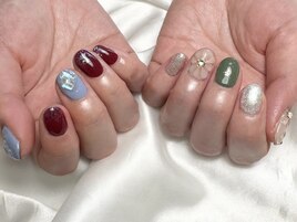 アシメ 氷nail×ぷくぷくお花～