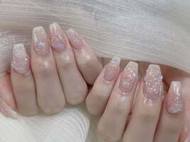 うるうるオーロラ氷チークネイル