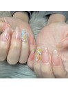 【お客様ネイル】桃デザイン