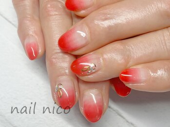ネイルニコ(nail nico)/サマーレッドグラデーション