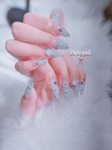 デリーネイル(Dely_nail)/アイスブルー×3Dローズの華やか