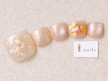 アイネイルズ 三宮店(I nails)/オーロラリボンオレンジフット