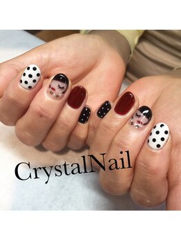 クリスタルネイル ボンベルタ橘店(CRYSTAL NAIL)/ワンカラー×ドット