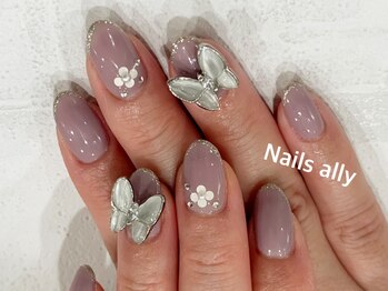 ネイルズアリー 立川店(Nails ally)/バタフライ×くすみパープル