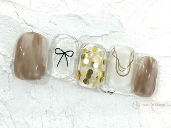ネイルメゾン 池袋店(NAIL MAISON)/リボンニュアンスネイル￥8050