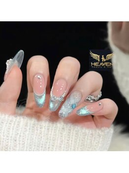 ヘブン ネイル 鶯谷(HEAVEN Nail)/Light Blue Cat Eyes Nail Desig