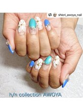 アオヤ(h/n collection AWOYA)/爽やかフラワーネイル