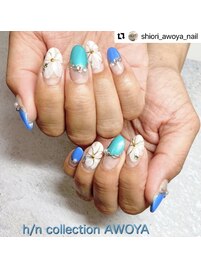 爽やかフラワーネイル