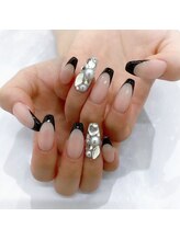 ワイズビューティー 天王寺店(y's beauty)/＊黒フレンチ×埋め尽くし＊