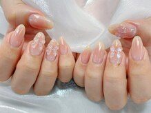 プティ アイビューティ 京橋店(peTiT eyebeauty)/チークネイル　リボン　ピンク