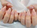 チークネイル　リボン　ピンク