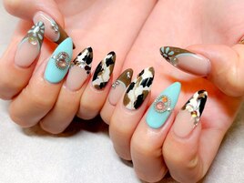 アニマル柄/ターコイズブルー