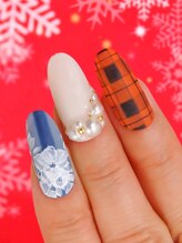 カラーズ 浜松店(colors)/チェック×花柄ネイル(^^♪