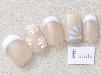 アイネイルズ 三宮店(I nails)/フラワーフレンチ￥9000
