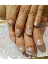 ショートネイル　ミラーアート