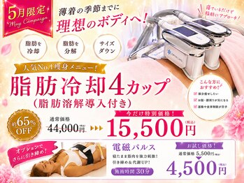 ウナ 西中島店(UNA)の写真/【夏前の本気痩せ】人気No.1！脂肪冷却4カップ(脂肪分解導入付き) で気になる脂肪を集中ケア