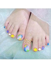 ヘブン ネイル 鶯谷(HEAVEN Nail)/Colorful Flower Foot Nails