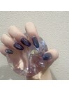 深青マグの透明感ネイル