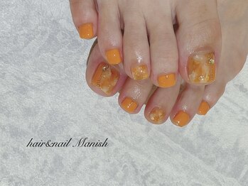 マニッシュ(Manish)/オレンジネイル/ミラー/夏
