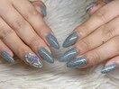 水色フラッシュネイル