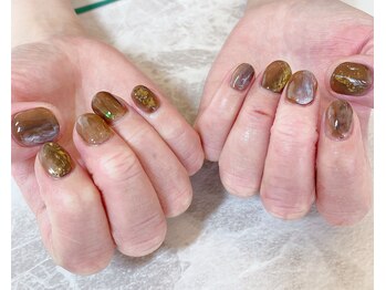 ネイルサロン ティフィン(tiffin)/~ブラウンもやもやネイル~