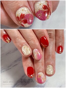 W-611 大人可愛い和装ネイル