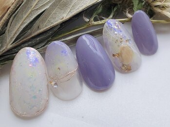 ネイルサロンアンドスクール ラフィーネ 池袋店/ニュアンス天然石◆￥7990