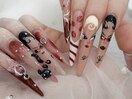 レッドアートフェイスネイル