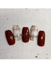 ネイルアンドまつげ リュフェール 五反田(Nail Lufaire)/ボルドーチェックネイル
