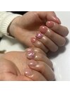 桜ネイル　ミラー　ニュアンス