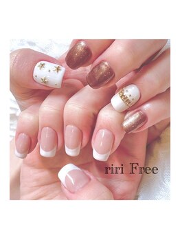 リリフリー(riri Free)/フレンチネイル×ブラウンネイル