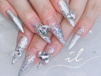 シルバー×ラメグラデーション