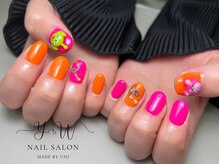 ユーネイル(YW nail)/２本アート＋３Dパーツ