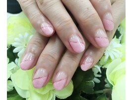 ホロ入りピンク☆斜めフレンチ