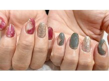 ネイル シスター(nail sister)/ボルドー×グリーン