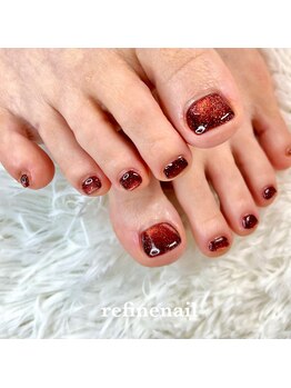 リファインネイル(refinenail)/赤茶マグフットネイル/大森/品川