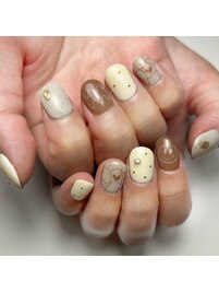 ニュアンス落書きネイル