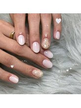 マカロン(macaron)/乳白に２本アート