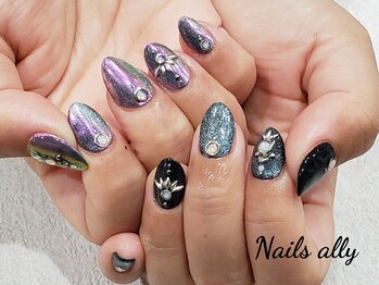 ネイルズアリー 立川店(Nails ally)/ギャラクシー×オーロラ×ミラー