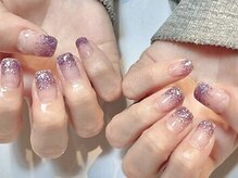 ツインネイル 名古屋駅店(twin.nail)/パープルラメグラネイル