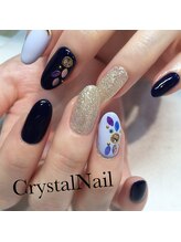 クリスタルネイル ボンベルタ橘店(CRYSTAL NAIL)/ワンカラー×リーフホロ