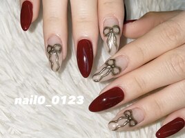 ぷっくりリボンネイル