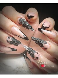 ブラックフラワーネイル
