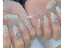 リボン(RIBBON)/【水色グラデーションネイル】