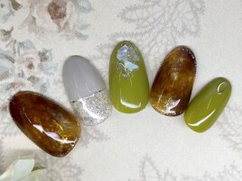 べっこうネイル　フレンチ
